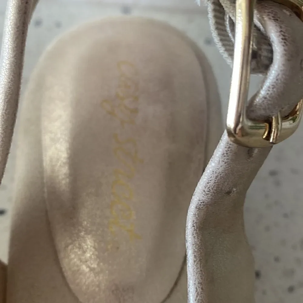 Easy Street Kindly Espadrille Slingback Wedge Gold Metallic Sandals Size 10